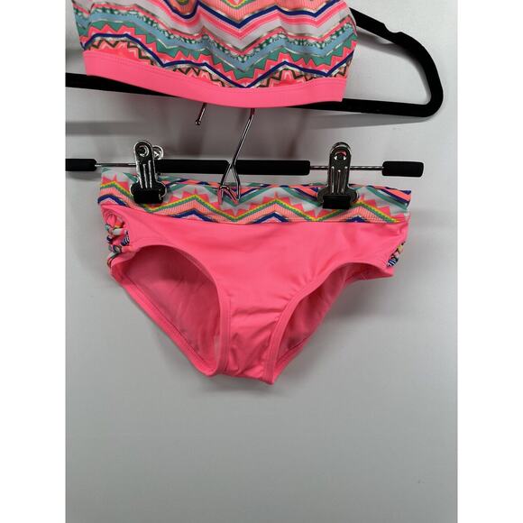 Justice Girls Pink Geometric Print 2pc Bikini Set Bathing‎ Suit Sz 8 NEW No Tags - Picture 2 of 11